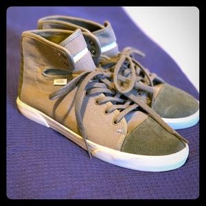 Olive Green Suede Toe High Top Vans